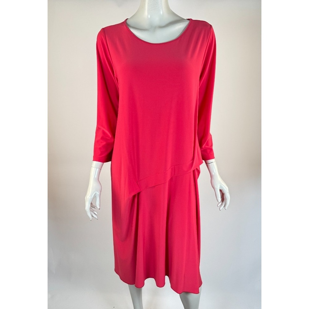 Comfy USA Tunic Dress‎ Women XL EUC Scoop neck Draped Stretch 3/4 Sleeve SK345
